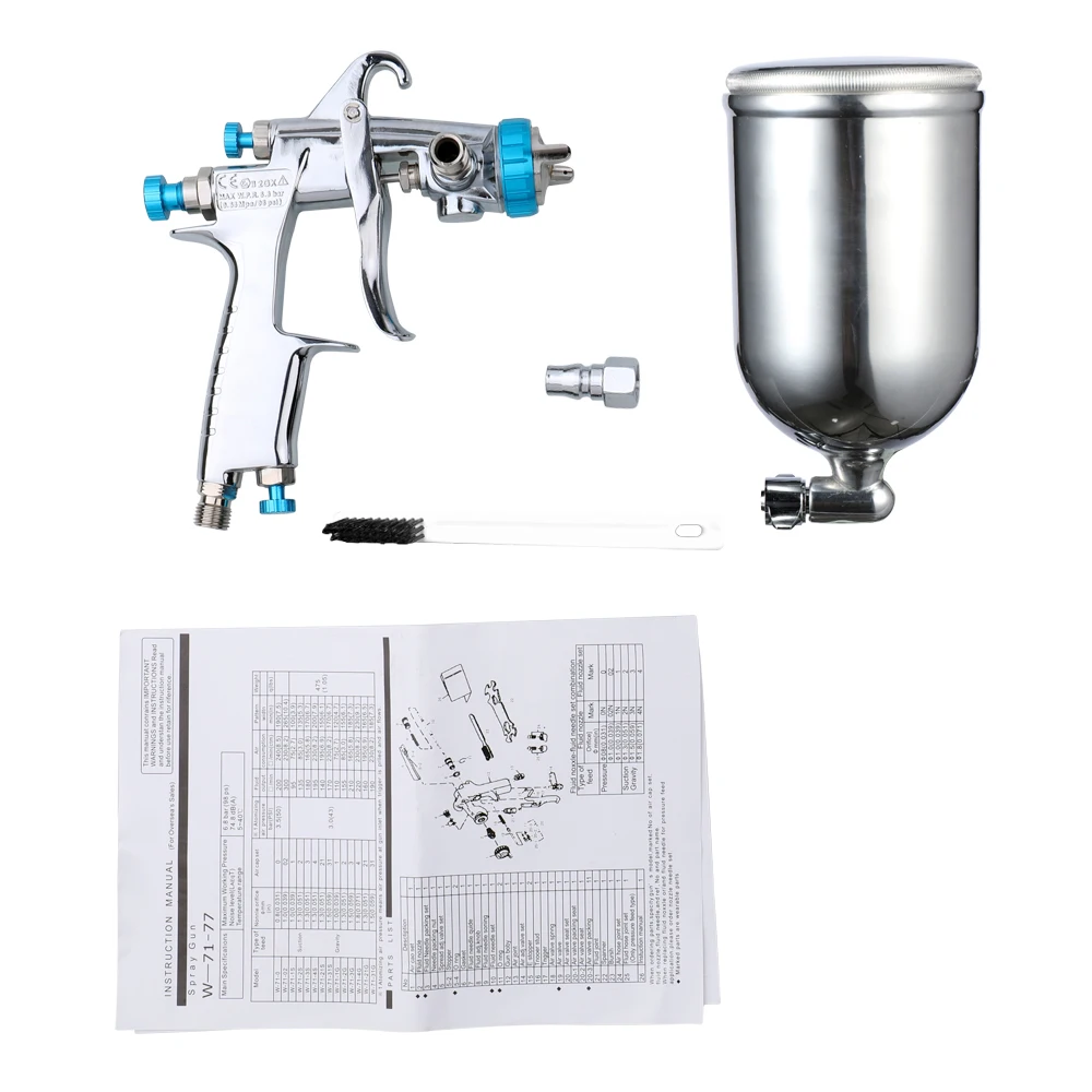 Пистолет распылитель краски краскопульт из нержавеющей стали с гравитационным