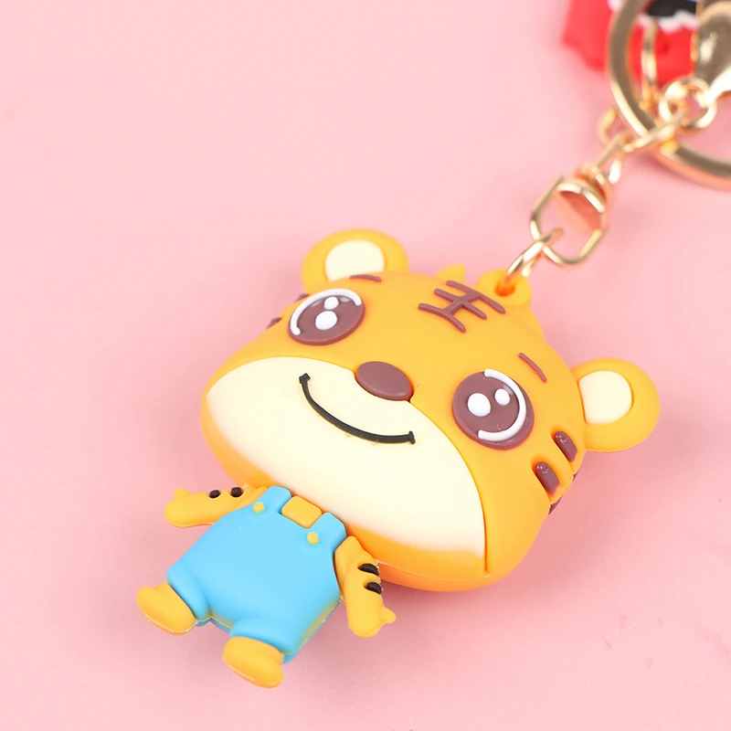 Креативный мягкий мультяшный анимационный милый тигр кожаный брелок с тигром