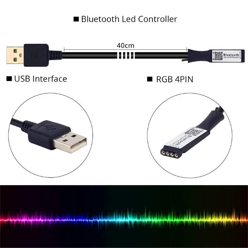 Миниатюрный USB RGB Bluetooth контроллер с синхронизацией музыкой и таймером диммером