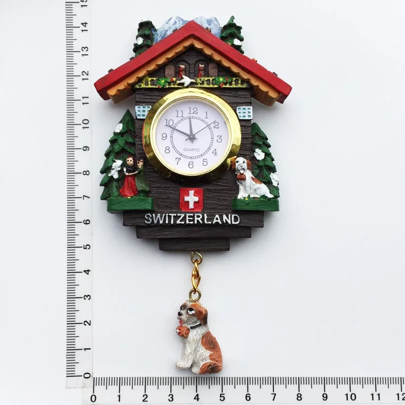Европейская Швейцария креативный Туризм ручная роспись трехмерные часы магнит