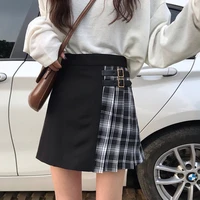 plaid pleated mini skirts gothic streetwear high waist fashion short skirt harajuku skirts punk japanese plaid skirt black skirt