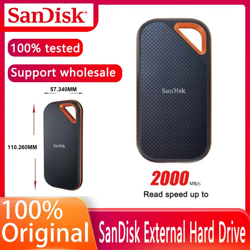 

Портативный SSD-накопитель SanDisk, внешний твердотельный накопитель E81, USB 3,2, 2000