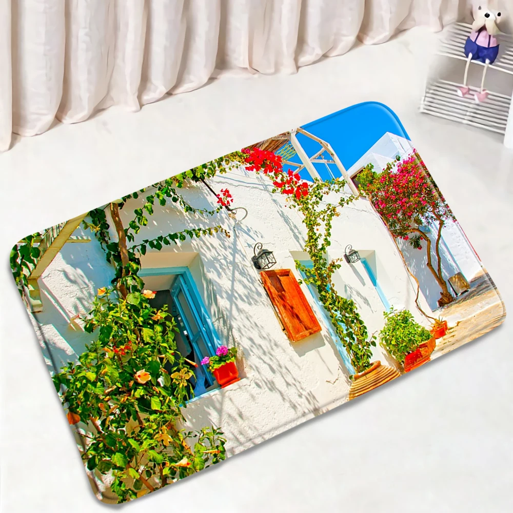 Flower Wall View Shower Curtains Set Green Plants Retro Design Bath Mats Bathroom Rugs Room Decoration Screens Carpet | Дом и сад