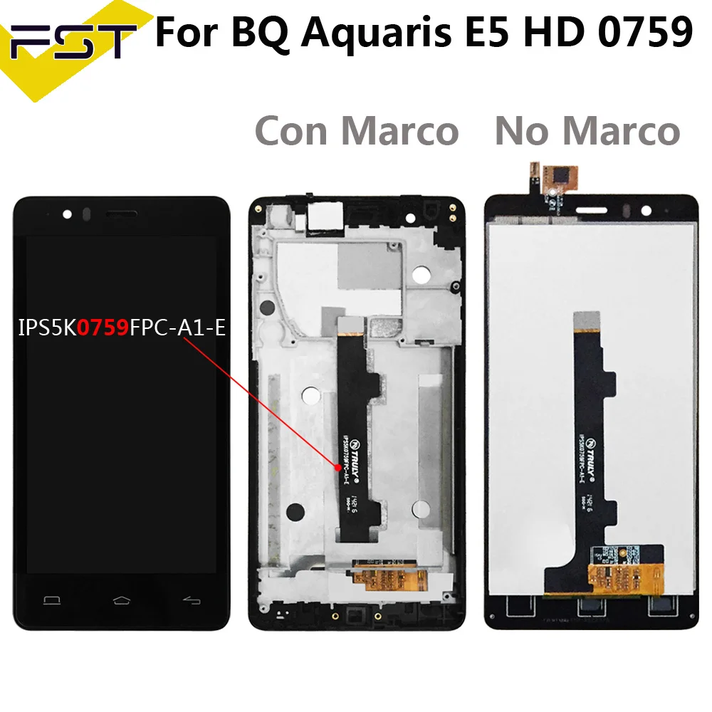 ЖК дисплей Pantalla с сенсорным экраном дигитайзер для BQ Aquaris E5 0759 IPS5K0759FPC A1 E в сборе