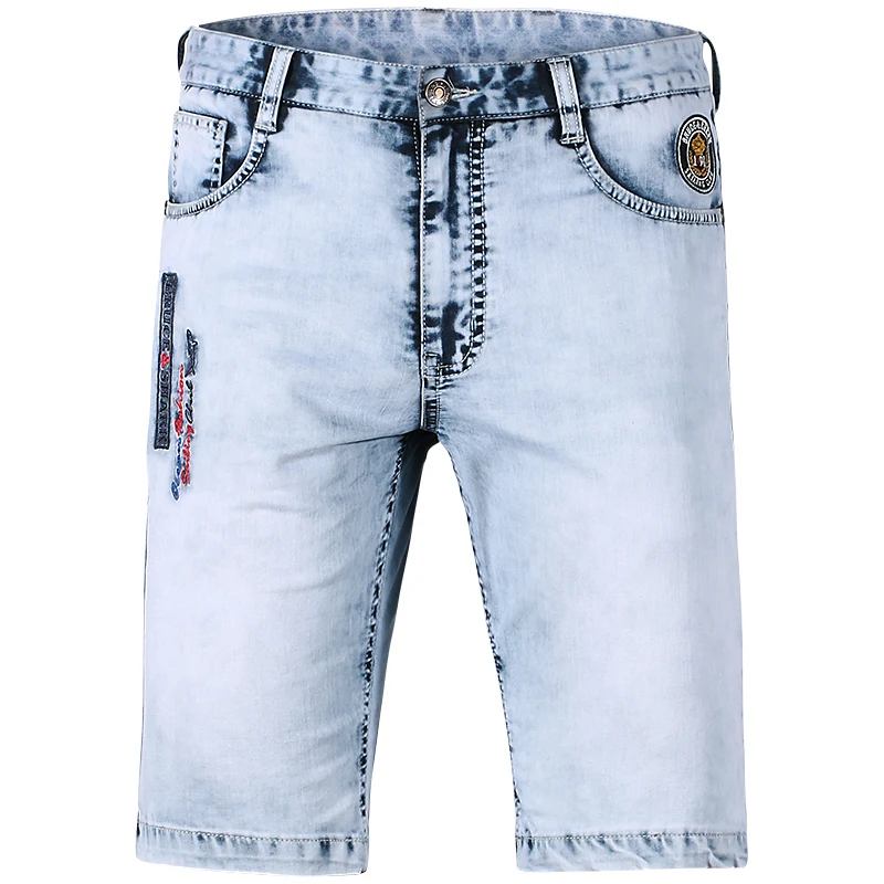 Джинсы мужские прямые с вышивкой брюки из денима тонкие смягчающие хлопковые