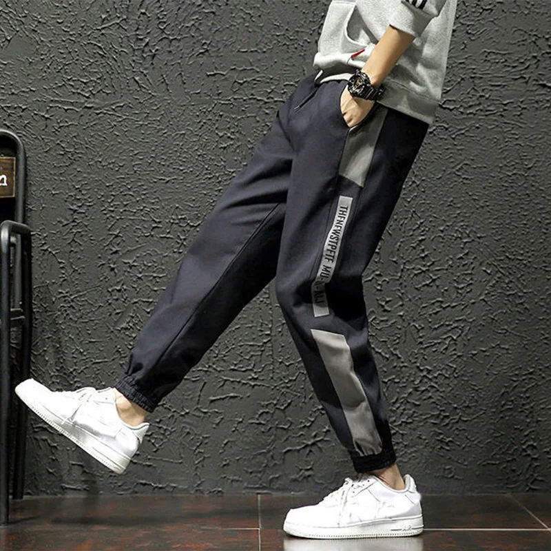 

Cargo Pants Men Loose Sweatpants Korean Pocket Sports Harajuku Hip Hop Pants Joggers Men Ankle Length Trousers Black Gray