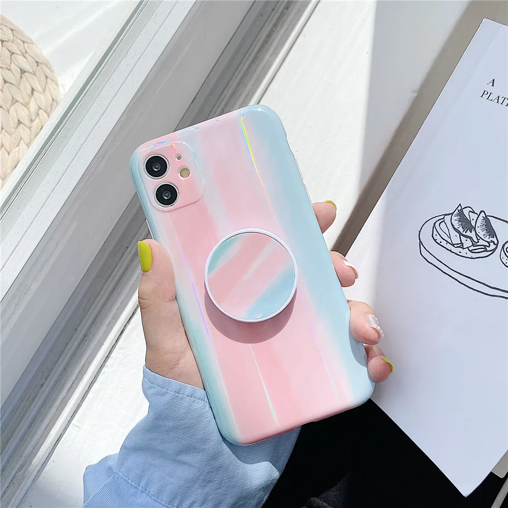 Арт Радужный лазерный силиконовый чехол для телефона iPhone 11ProMAX SE20 X XS MAX защита от