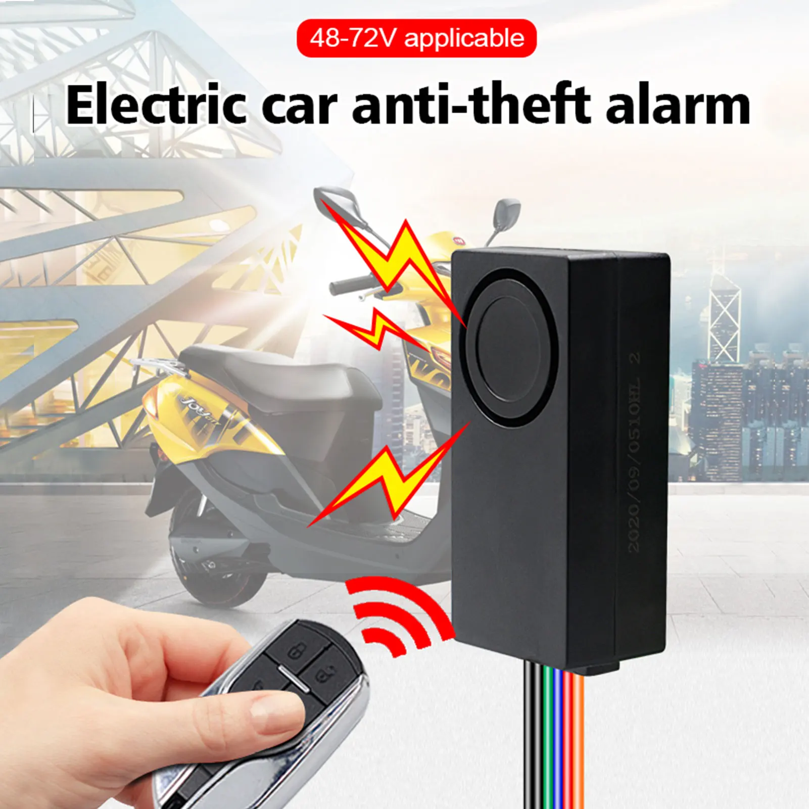 

Motorcycle Electric Vehicles One-way Alarm Security System Adapter Anti-theft And Remote Control Suitable For 48V-72V Motorcycle