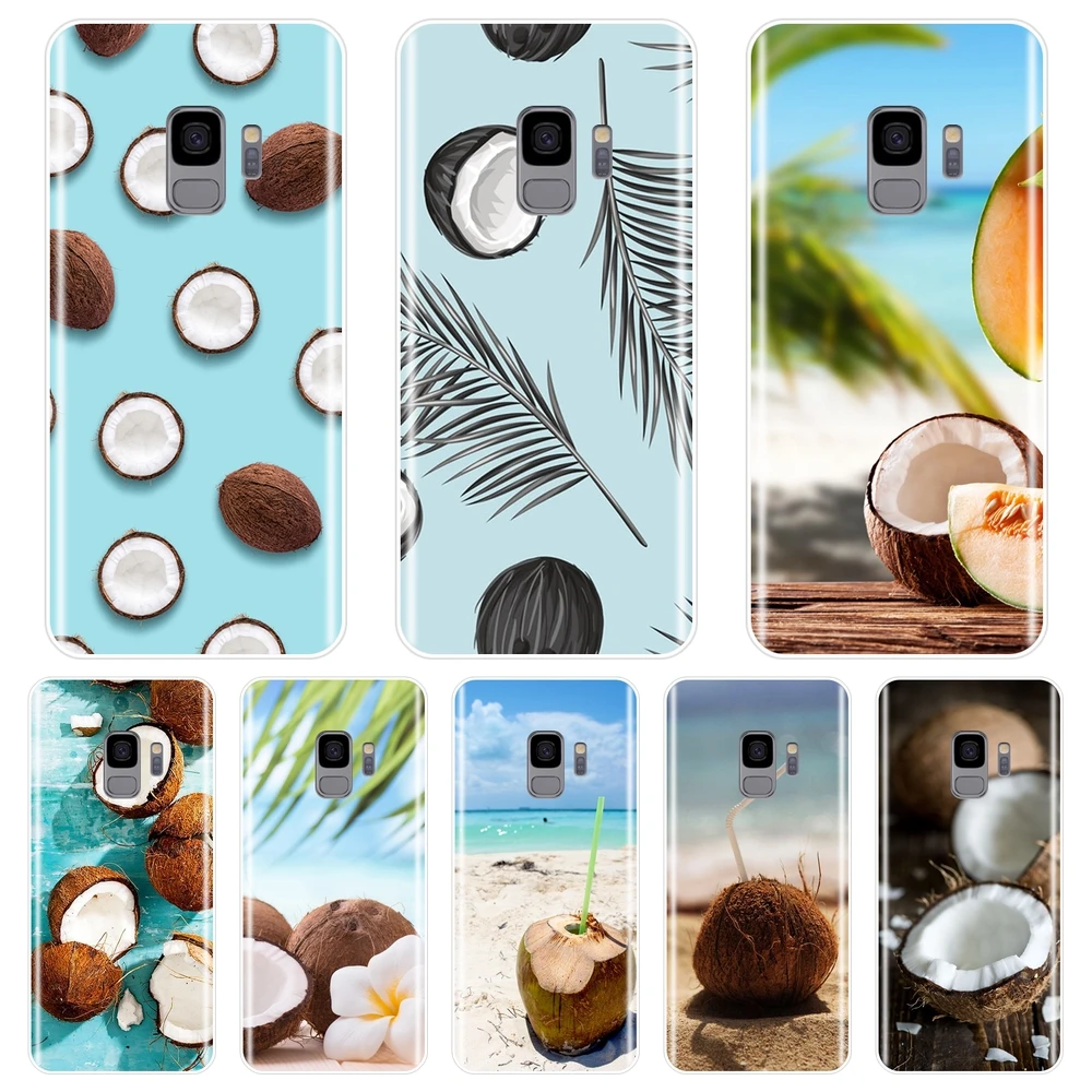 Мягкий силиконовый чехол с кокосовыми фруктами для Samsung Galaxy S5 S6 S7 Edge S8 S9 Plus задняя