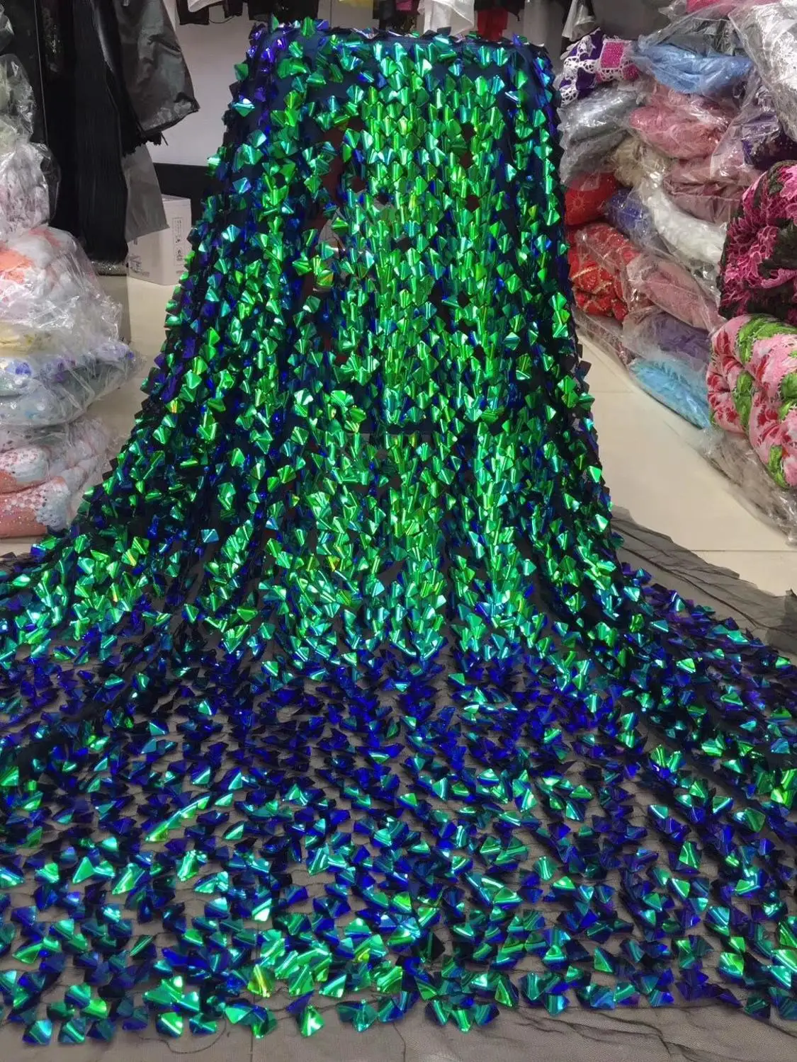 2019 Hot sell new Emerald gold yellow Nigerian French Sequins Lace Fabric African Bridal Net High Quality HT30681123688LL88 | Дом и сад