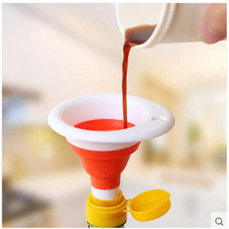 1 Pcs Protable Mini Silicone Foldable Funnels Collapsible Style Funnel Hopper Kitchen Cozinha Cooking Tools Accessories Gadgets | Дом и сад