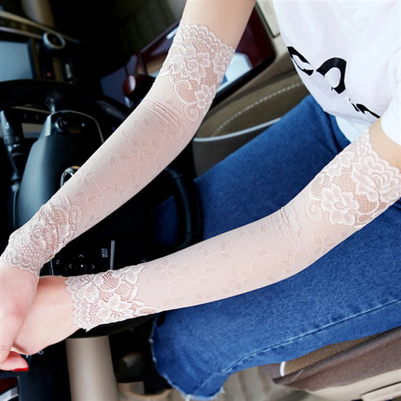 

Ladies Arm Sleeves Summer Sunscreen Gloves Fashion Lace Driving Bicycles Blocking UV Arm Sleeve Long Fake Sleeves