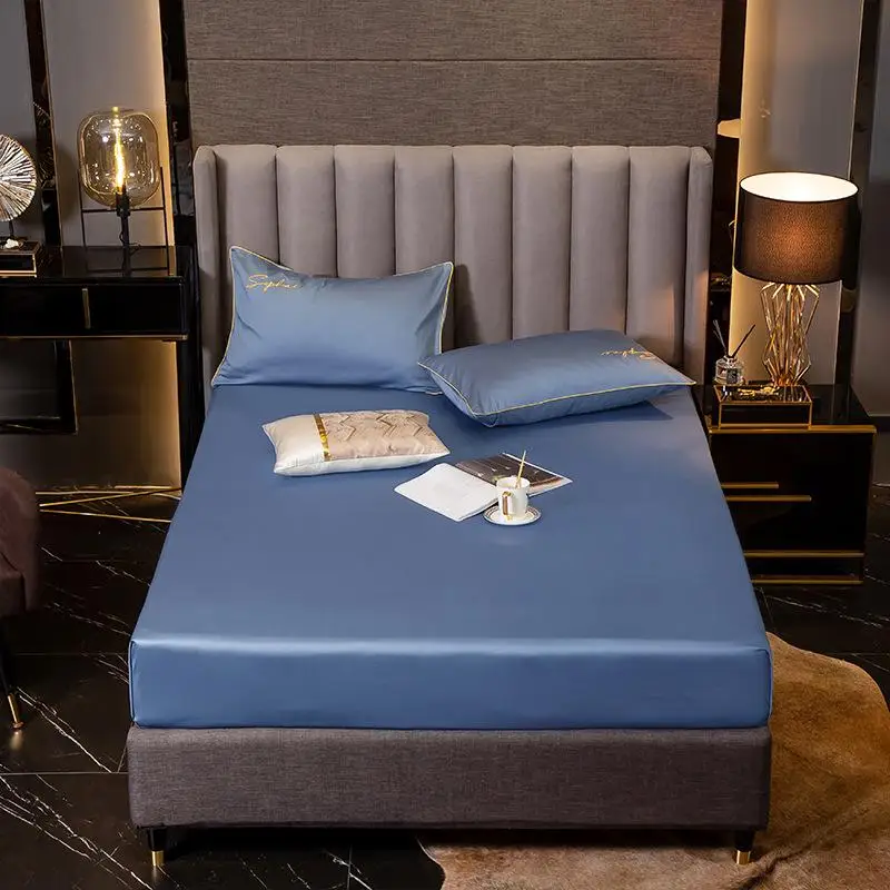 

Простыня из египетского хлопка, атласный наматрасник с резинкой, 38, 60S, защита постельного белья