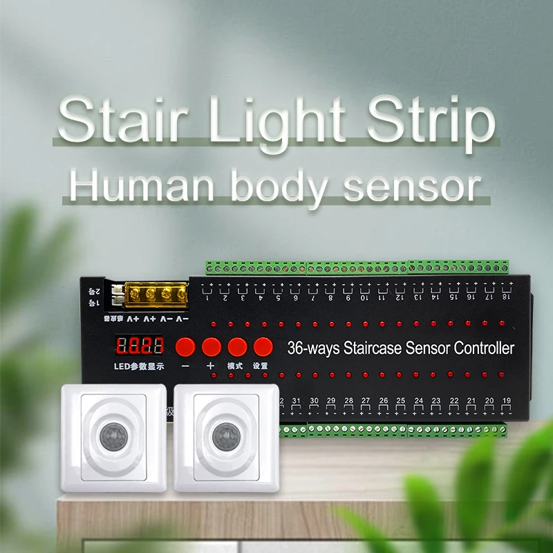 

LED Stair Light Strip Human Motion Sensor Dimming Light Wireless Indoor 12V Flexible LED Strip Step Staircase Lamp Running