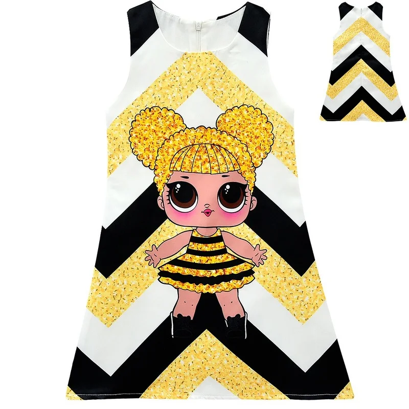 

Женское летнее платье Lol Surprise Doll, модное летнее платье с героями мультфильмов, платье-сюрприз, детская юбка А-силуэта с героями мультфильмов