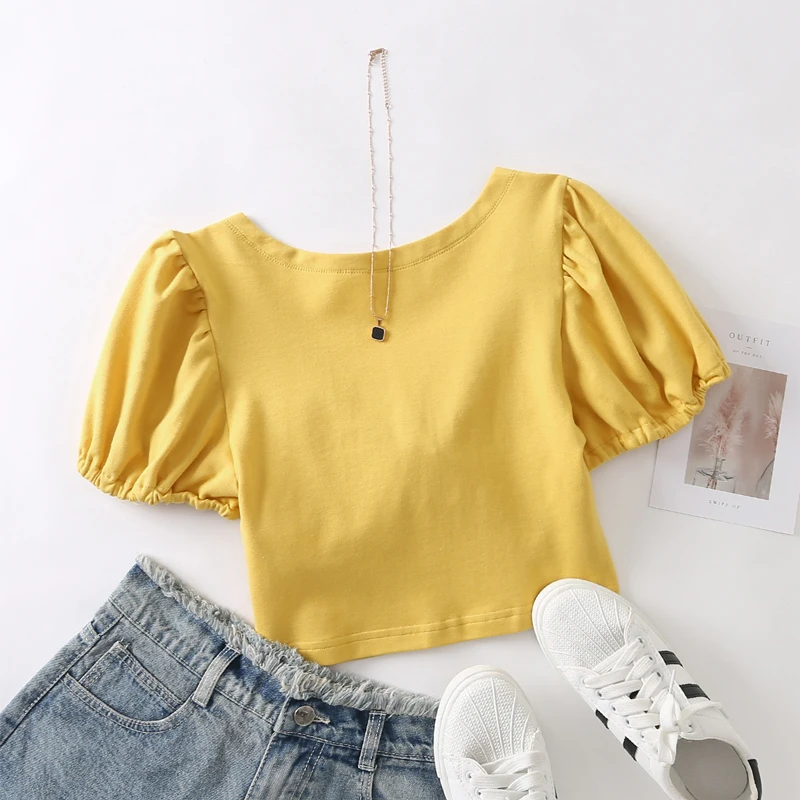 

Summer women's casual printed bow-knot decorated short T-shirt