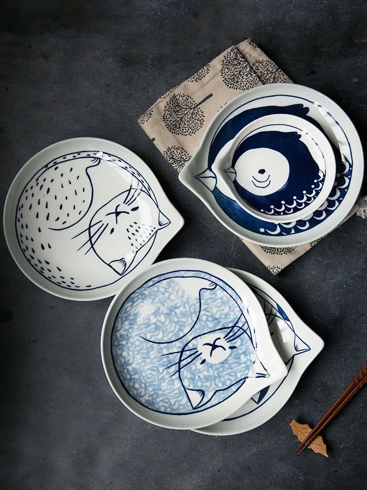 Креативные расписанные вручную Мультяшные столовые приборы в форме котов