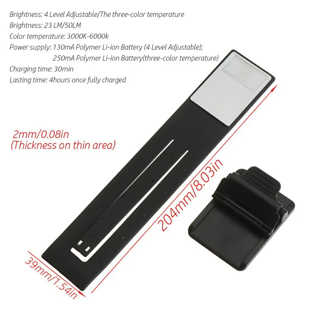 

Bookmark Book Light Clip On Reading Lights Soft Light USB Rechargeable Infinite Brightness Levels Reading Lamp
