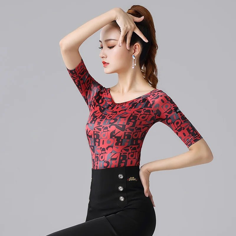 Двойной современный женский топ для танцев танцевальная Униформа с рукавами