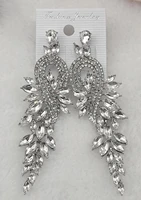 big evening earrings for women 2021 fashion statement crystal large leaf dangle earing femme party wedding jewelry gift