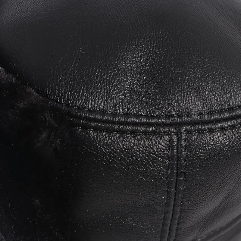 Высококачественная зимняя шапка ушанка мужская кожаная Снежная меховая русская