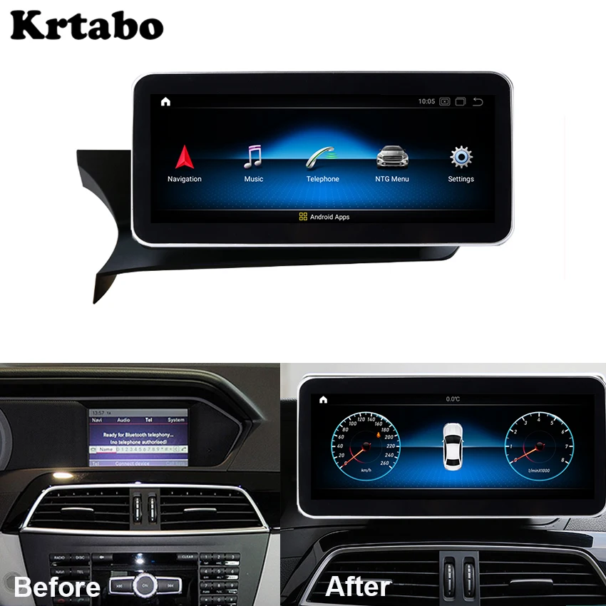 Krtabo автомобильный Радио Android мультимедийный плеер для Mercedes Benz C Class W204 S204 2011 2012 2013