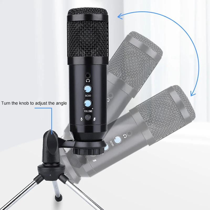 

192KHZ USB Condenser Microphone with Stand 24bit Recording Mike Microphones for Live Broadcast PC Audio Condenser Microphone