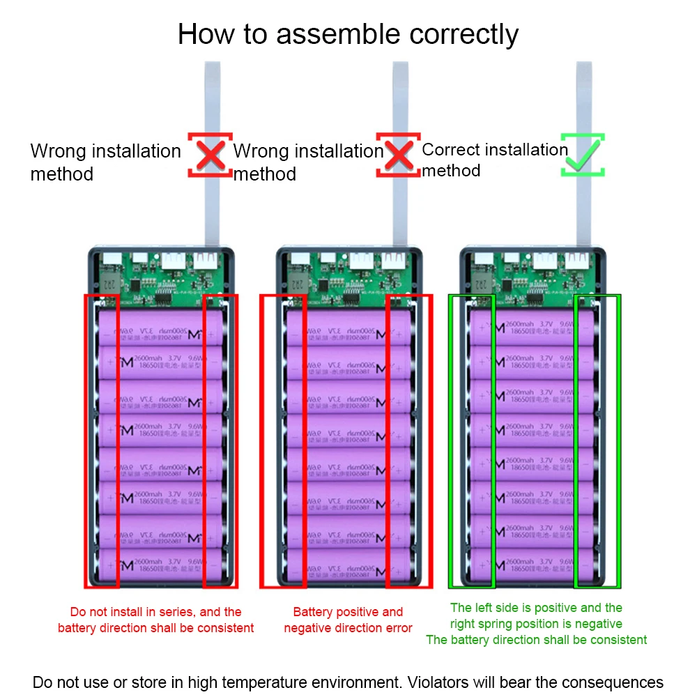 1618650 battery charger box power bank holder case dual usb lcd display support quick wireless charger battery shell storage free global shipping