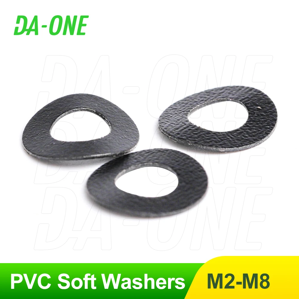 M2 M2.5 M3 M4 M5 M6 PVC Washers Ring Insulating Elasticity 100 Pcs Black Ultra Thin Flat Soft Washers for Screws Bolts
