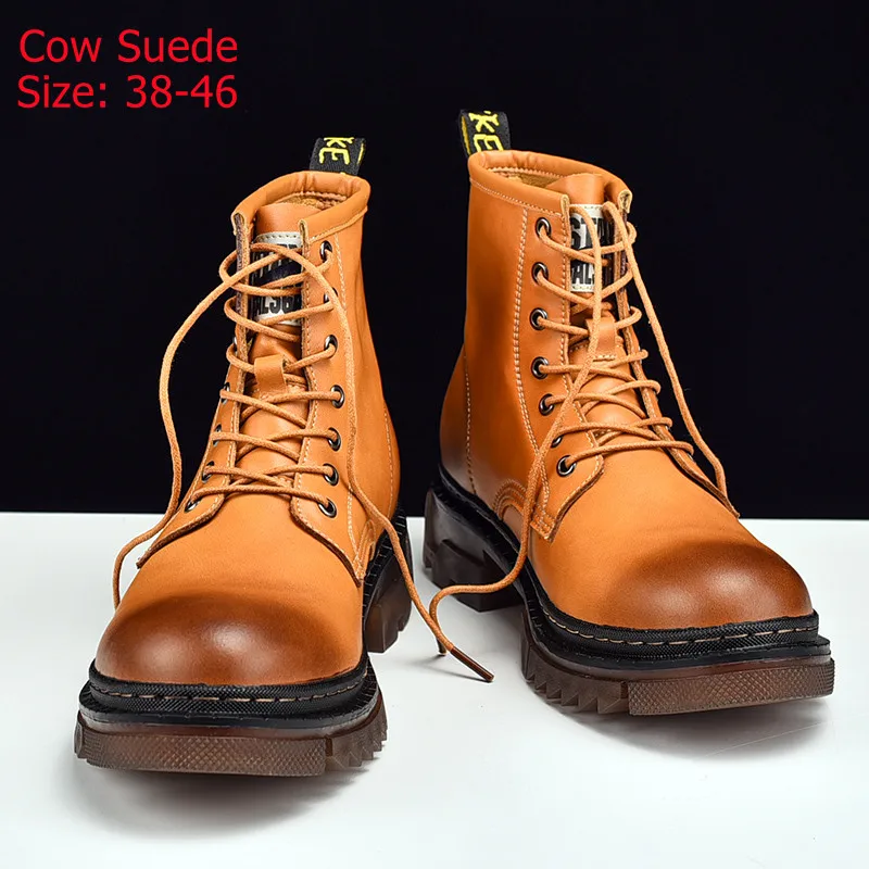 

2021 Autumn Winter Genuine Leather Martin Boots High Qulity Ankle Boots Retro Fashion Hight Top Motorcycle Boots Men Shoes