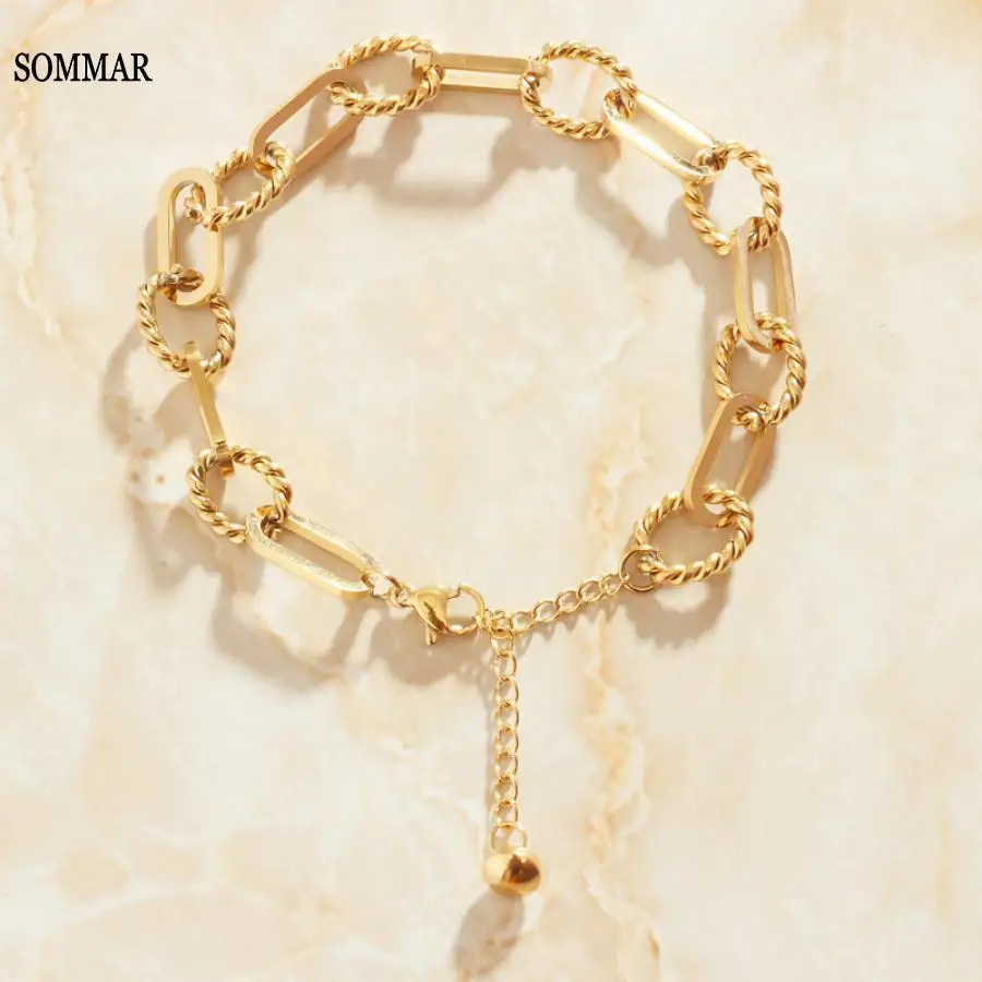 SOMMAR Горячая распродажа! Позолоченный Браслет из нержавеющей стали 316L Gentlewoman для
