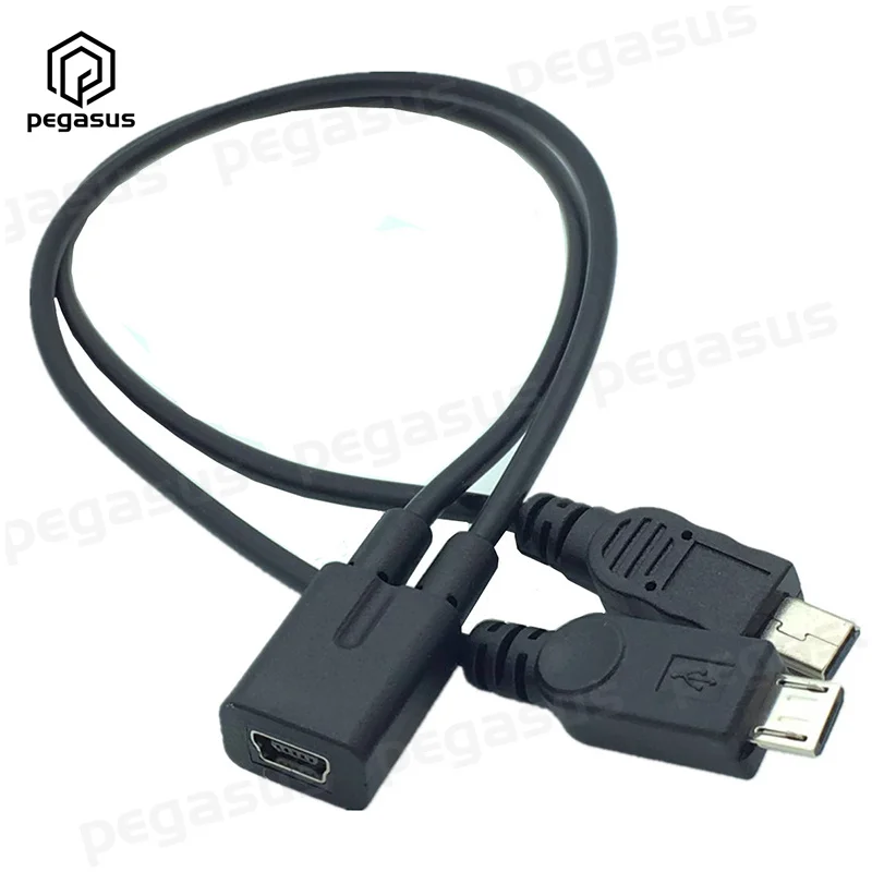 25CM Mini 5P Female to Micro Male+Mini 5Pin Male Navigator Driving Recorder Charging Cable | Электроника