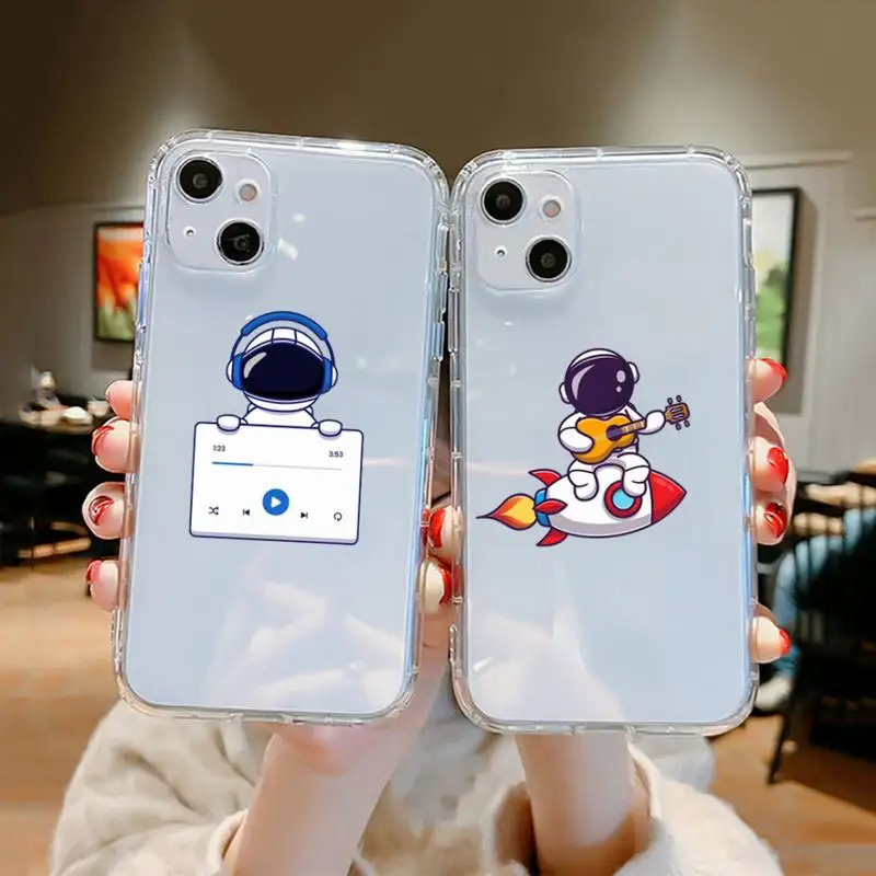 

Astronaut cartoon space Phone Case Clear Transparent for iPhone 11 12 13 mini pro XS MAX 8 7 6 6S Plus X 5S SE XR 2020
