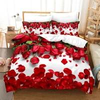 fashion flower bedding set red rose quilt covers pillowcase luxury duvet cover sets bedclothes soft home textile