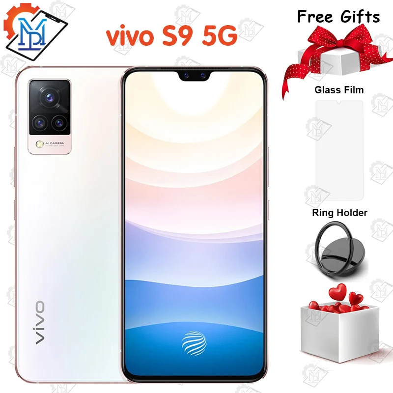 

New Original Vivo S9 5G Mobile Phone 6.44 Inch AMOLED 8G+128G MTK 1100 Android 11 Fast Charging 33W Camera 64MP NFC Smartphone