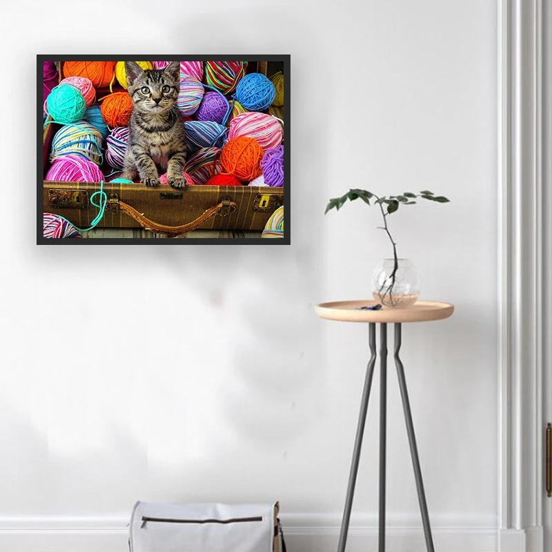 Алмазная картина кот животное милый набор для искусства полная круглая мозаика