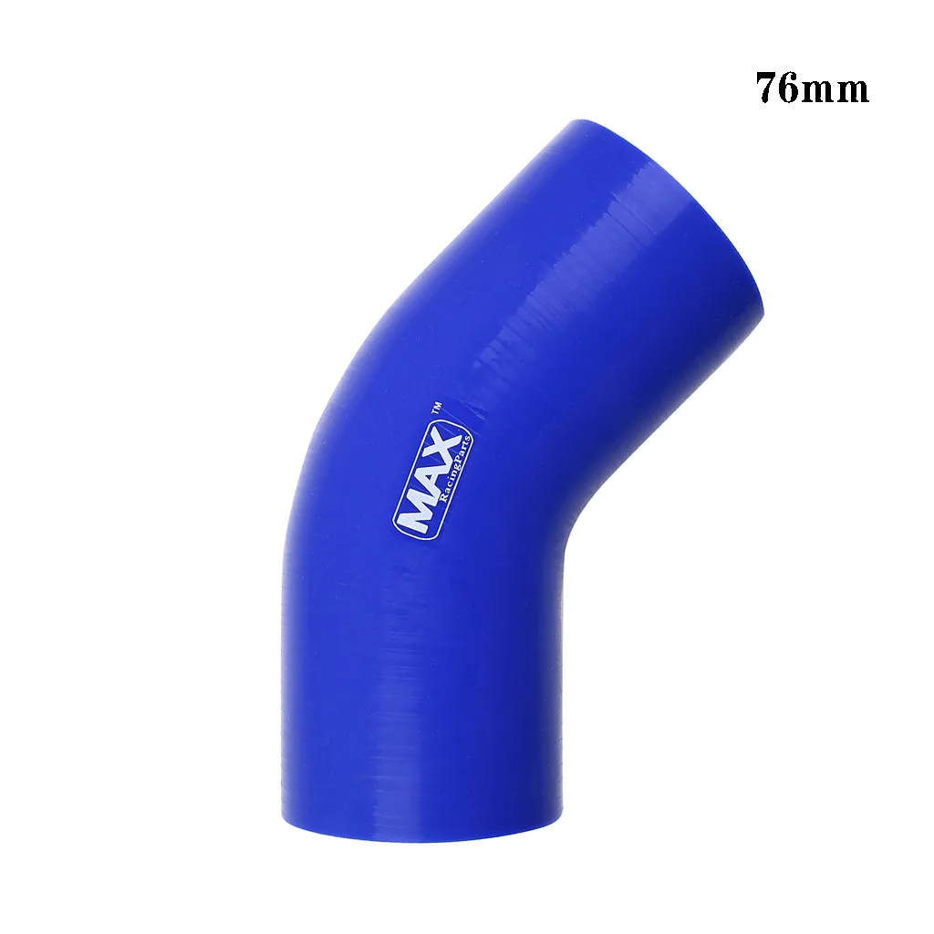 Blue 76mm 63-102 мм Макс силиконовый 45 градусов колено изгиб уменьшить силиконовый шланг черный/синий интеркулер впускной трубы#25 - Цвет: Blue 76mm