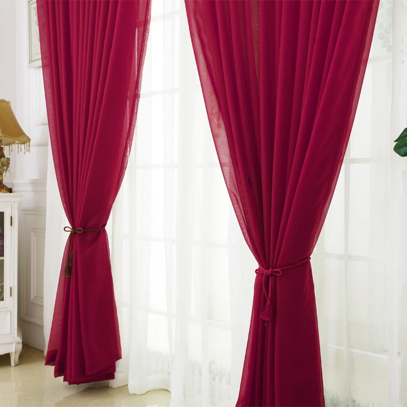 Однотонные занавески из прозрачного тюля высота 280 см цвет светло желтый для окон