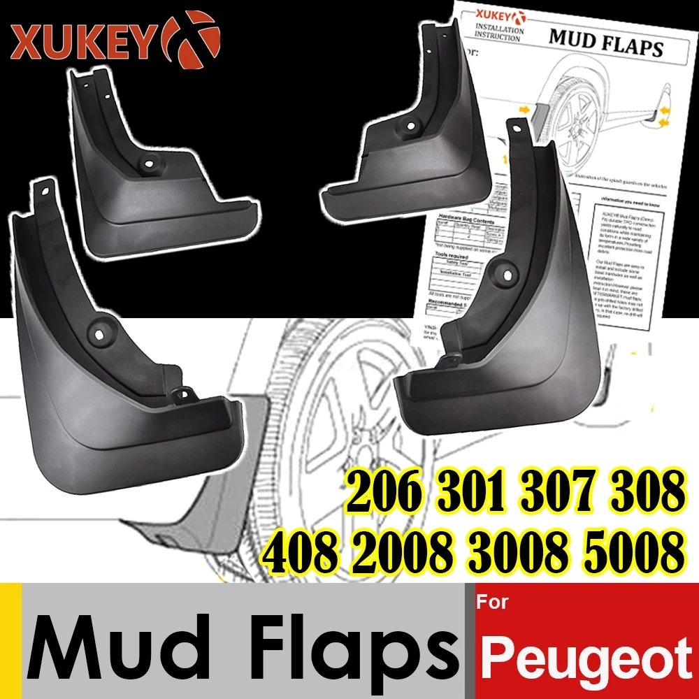 Брызговики для peugeot 206 301 307 308 408 2008 3008 5008 Mk1 Mk2 брызговики крыло брызговиков седан хэтчбек