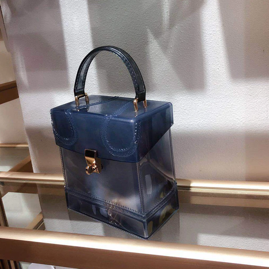 

Candy Color Jelly Clear Box Women's Handbag Fashion Chain PVC Shoulder Crossbody Bags for Women 2021 Designer Transparent Purse