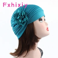 new womens ruffle floral turban hats solid headwrap plated chemo beanies caps for cancer