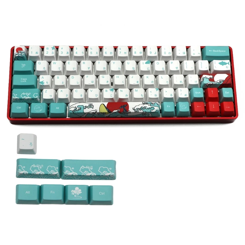 Русский морской Коралл Ukiyo-e Keycap краска Сублимация OEM профиль для GH60 GK61 GK64 Прямая