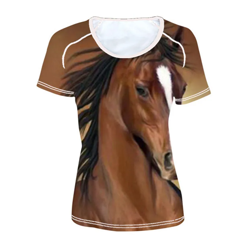 Женские летние футболки FORUDESIGNS с принтом коричневая лошадь женские топы