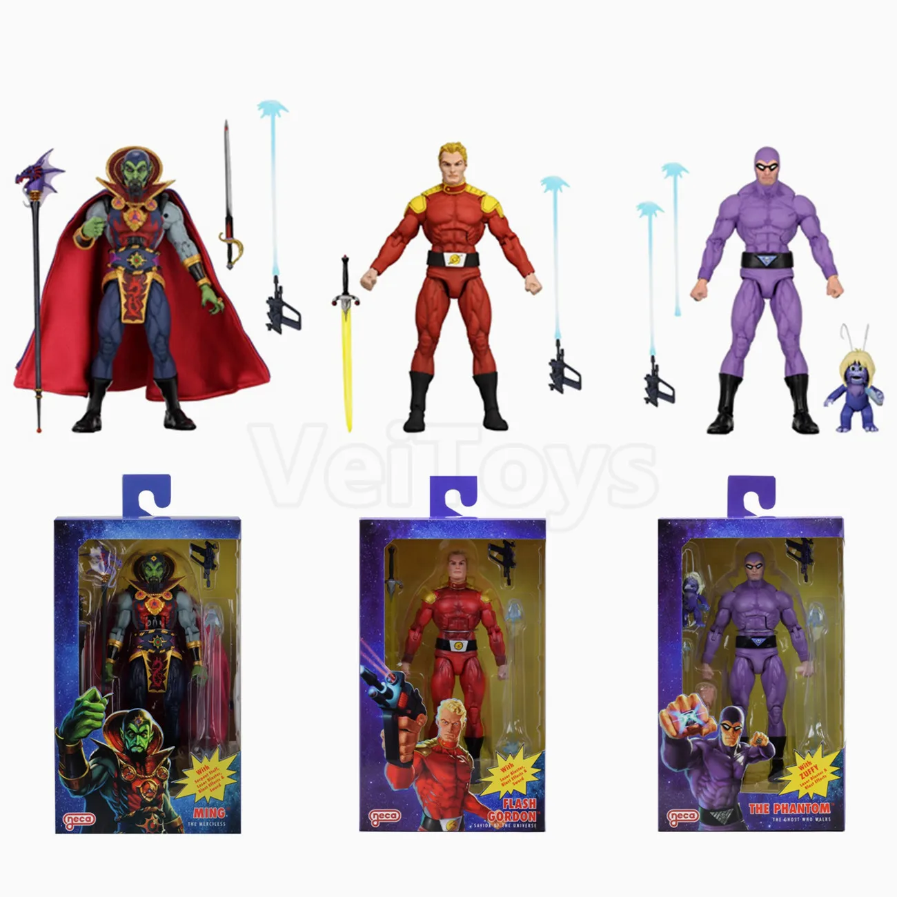 Набор из 3 фигурок NECA King фигурки защитников Земли серия 1 флэш Гордон мин фантом 7