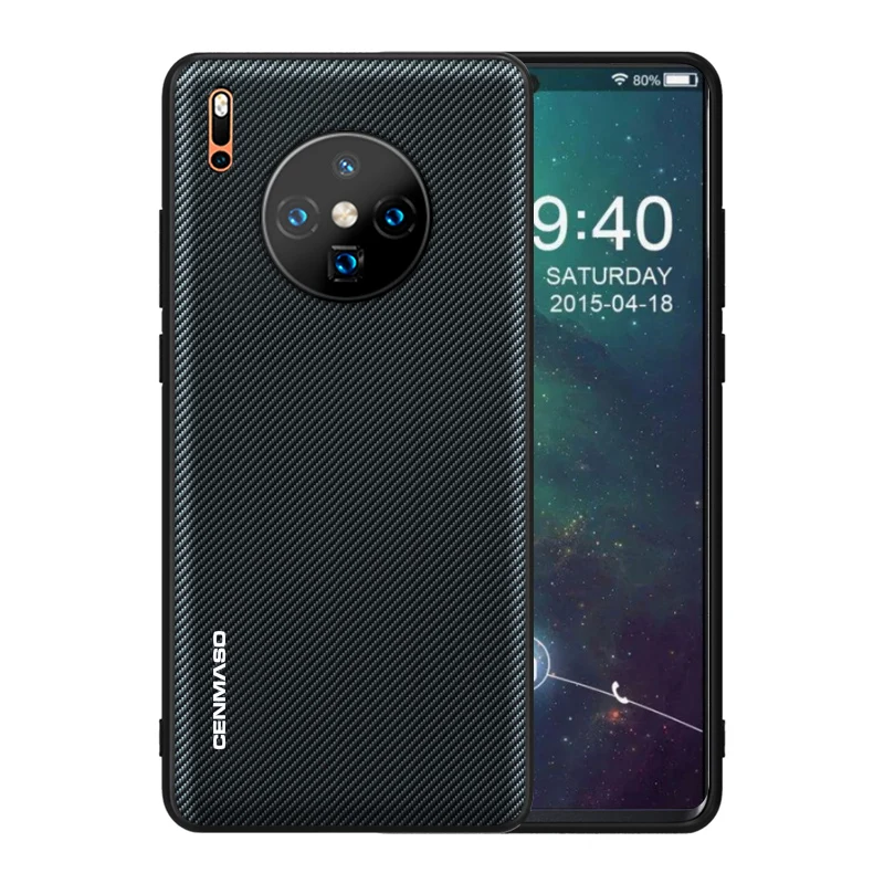 Для huawei mate 30 Pro Чехол из углеродного волокна Текстура Кожа полная Защита задняя крышка для huawei mate 30 Lite чехол противоударный чехол - Цвет: Черный
