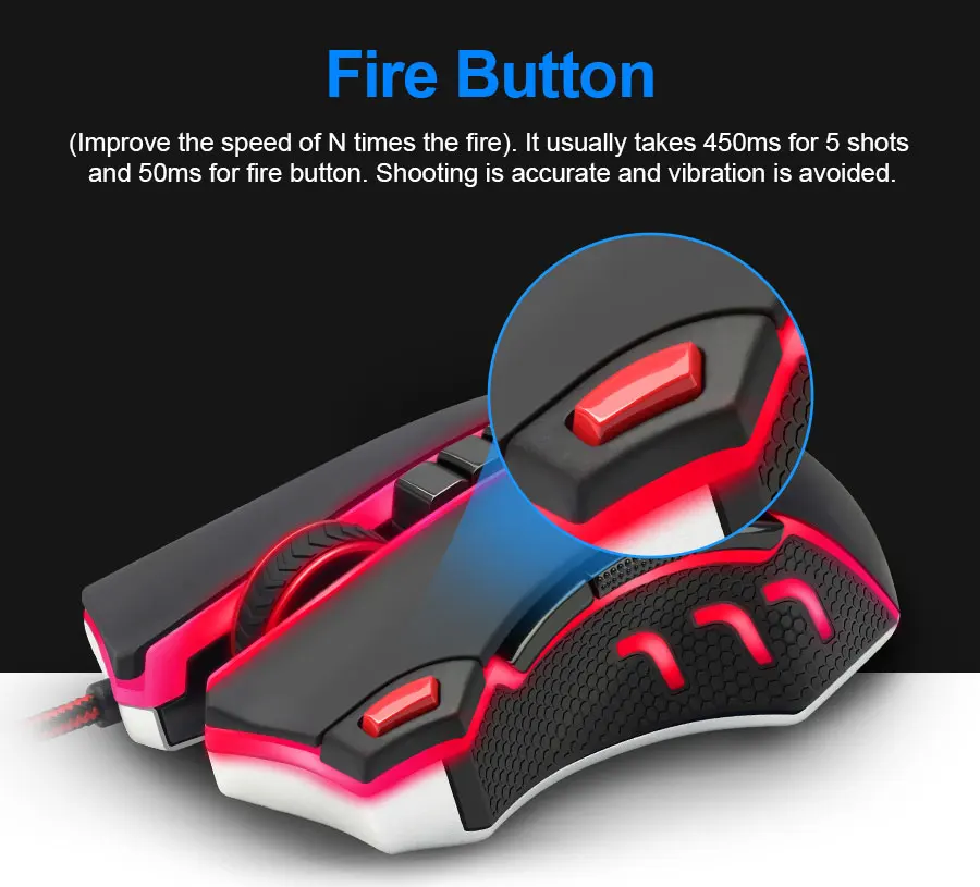 Redragon TITANOBOA2 M802 USB Проводная игровая компьютерная мышь 24000 dpi 10 кнопок 5 цветов с подсветкой RGB Программируемый Эргономичный PC Gamer