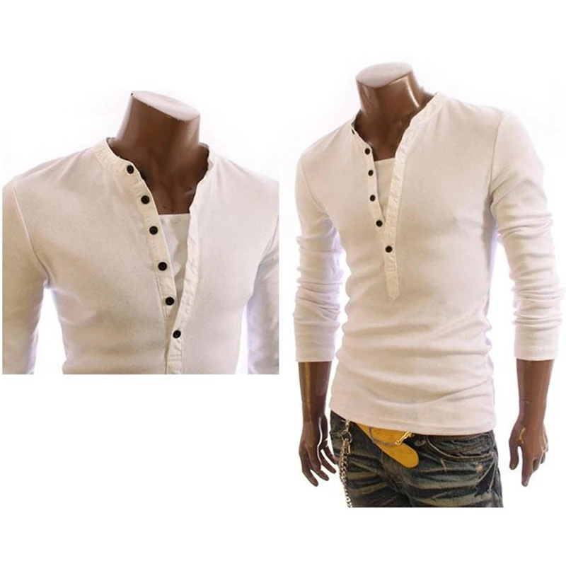 2020 модная мужская футболка хлопковая с длинным рукавом Мужская Однотонная Топы И