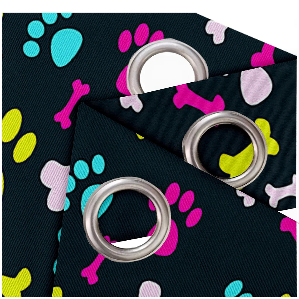 

Colored Bone Pattern Printing Perforated Blackout Curtains for Living Room and Bedroom Curtains Blackout 90% Machine Washable