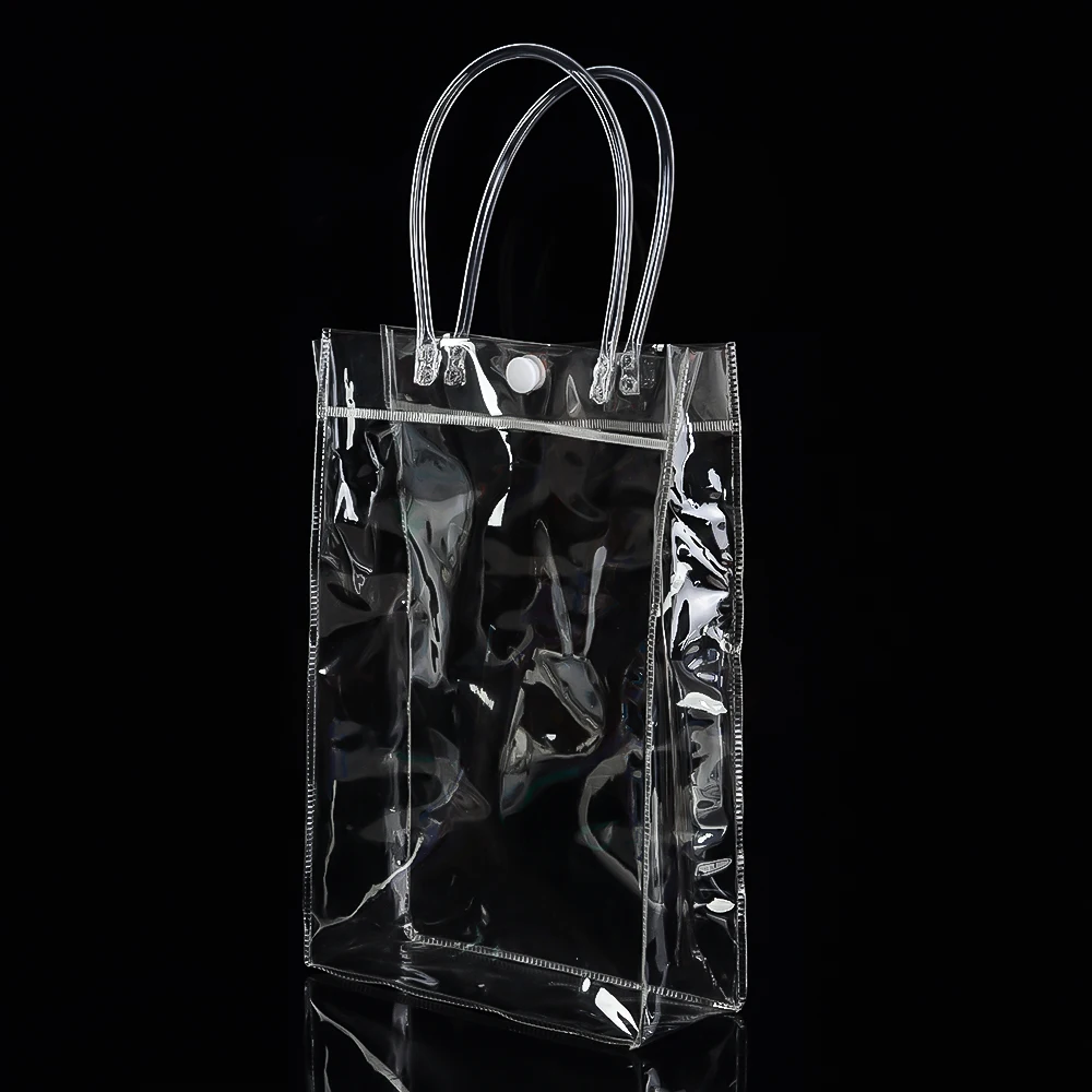 Прозрачная Сумка-подставка с кнопками прозрачный ПВХ Подарочный пакет ручками 1