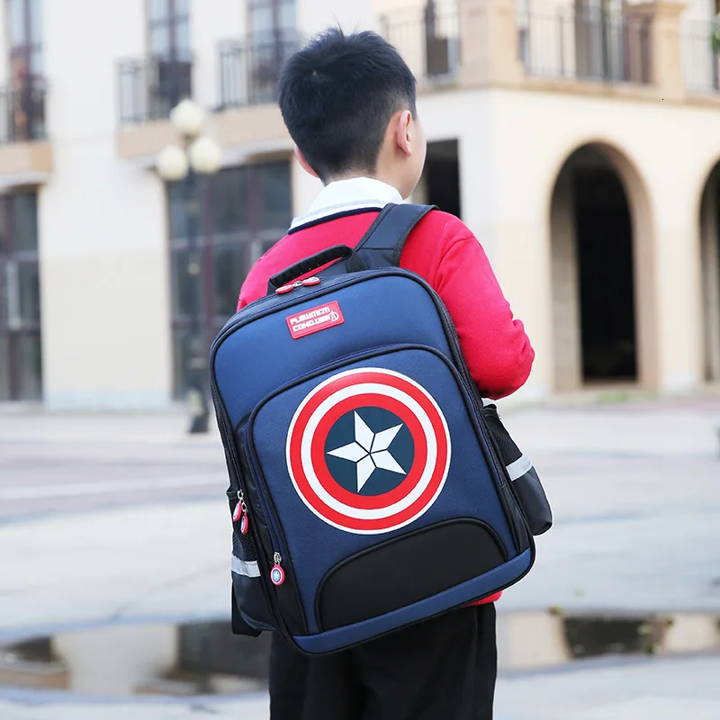 America Captain Children Cartoon printing School Bags For Boys Orthopedic Waterproof Backpacks kids Book bag Satchel Mochila